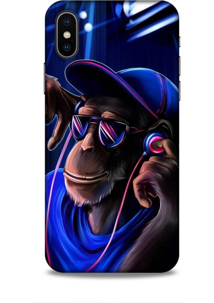 Apple iPhone x Kılıf Caliburn 20 Maymun Mavi Renkli Kılıf