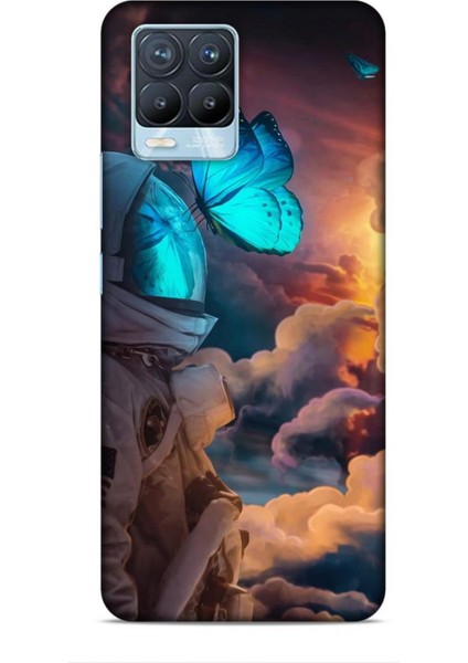 Realme 8 Pro Kılıf Caliburn 4 Mavi Kelebek Silikon Kılıf