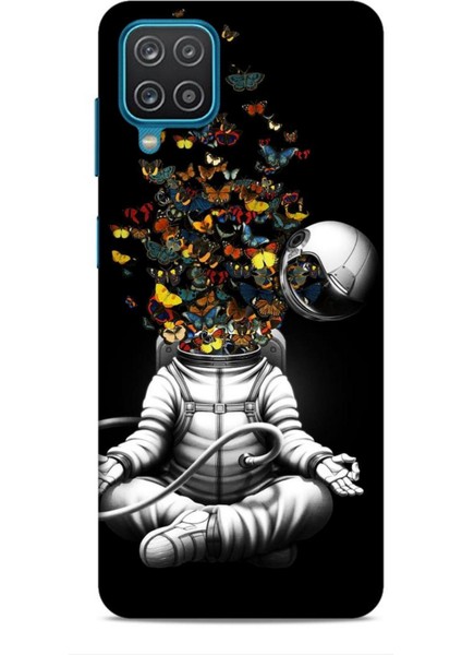 Samsung Galaxy A12 Kılıf Caliburn 1 Astronot ve Kelebekler Telefon Kılıfı