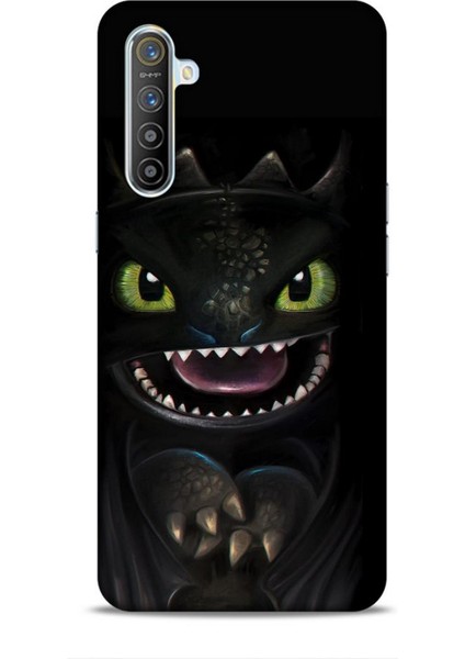 Realme Xt Kılıf Caliburn 30 Kara Ejderha Kenarları Şeffaf Kapak