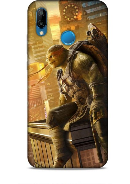 Huawei P20 Lite Kılıf Caliburn 10 Michelengelo Ninja Kablumbağalar Full Hd Kılıf