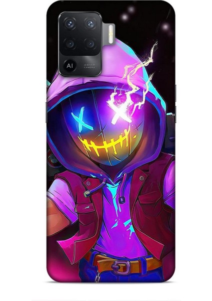 Oppo Reno 5 Lite Kılıf Caliburn 19 Maskeli Pembe Tam Koruma Kılıf