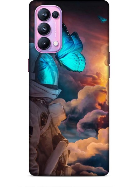 Oppo Reno 5 Pro Kılıf Caliburn 4 Mavi Kelebek Silikon Kılıf