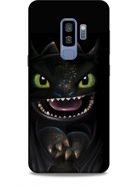 Samsung Galaxy S9 Plus Kılıf Caliburn 30 Kara Ejderha Kenarları Şeffaf Kapak