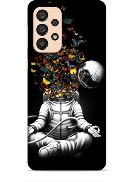 Samsung Galaxy A34 5g Kılıf Caliburn 1 Astronot ve Kelebekler Telefon Kılıfı