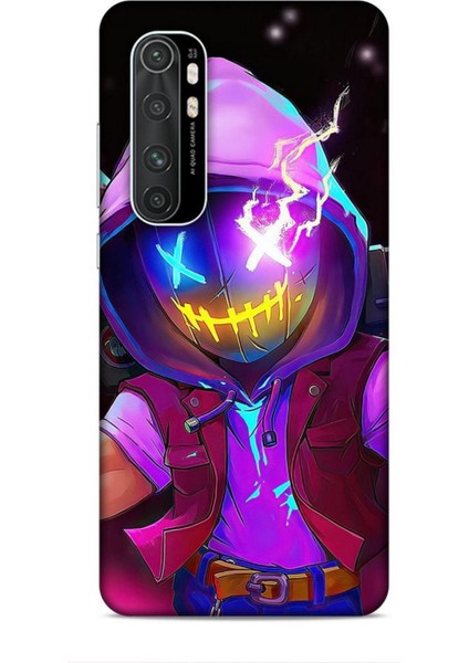 Xiaomi Mi Note 10 Lite Kılıf Caliburn 19 Maskeli Pembe Tam Koruma Kılıf