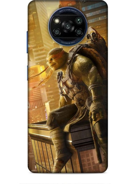 Xiaomi Poco X3 Pro Kılıf Caliburn 10 Michelengelo Ninja Kablumbağalar Full Hd Kılıf