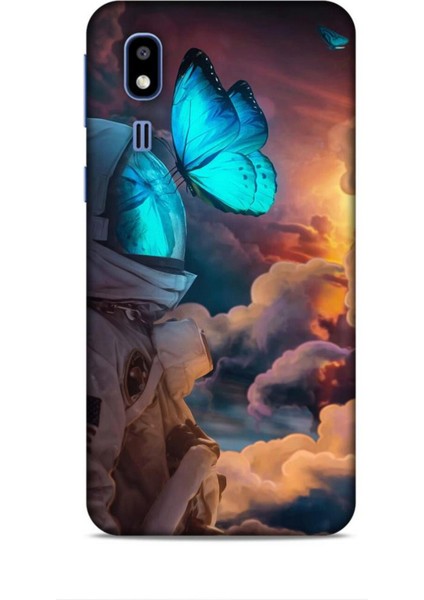Samsung Galaxy A2 Core Kılıf Caliburn 4 Mavi Kelebek Silikon Kılıf