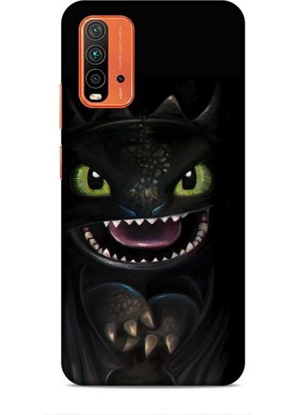 Xiaomi Redmi 9t Kılıf Caliburn 30 Kara Ejderha Kenarları Şeffaf Kapak