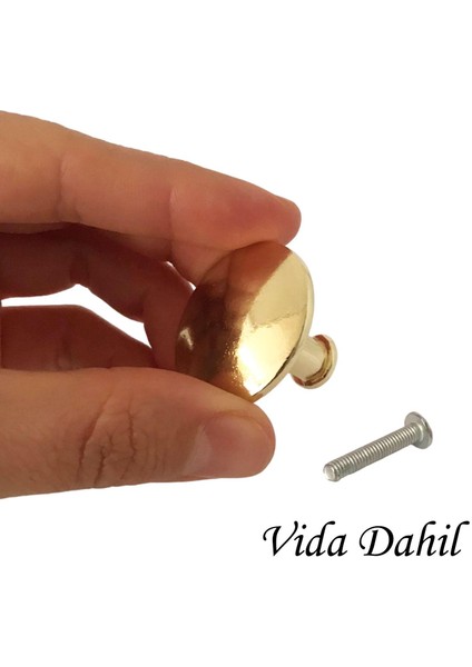 8 Adet Düz Düğme Altın Gold Kulp Mobilya Çekmece Dolap Kapak Kulbu Metal Kulp Aksesuarları Vidalı