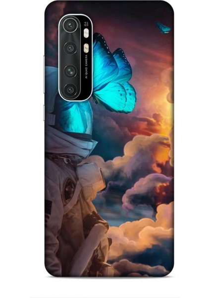 Xiaomi Mi Note 10 Lite Kılıf Caliburn 4 Mavi Kelebek Silikon Kılıf