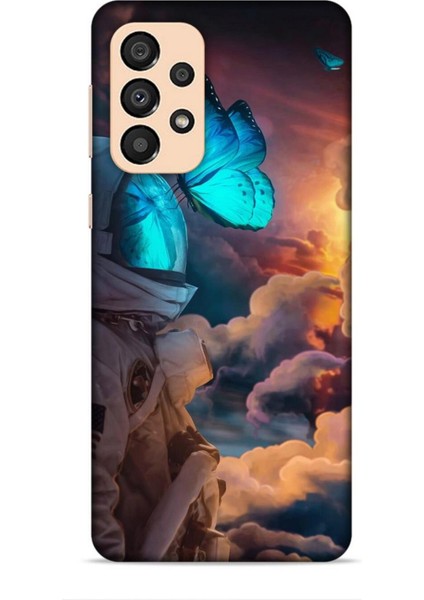 Samsung Galaxy A34 5g Kılıf Caliburn 4 Mavi Kelebek Silikon Kılıf
