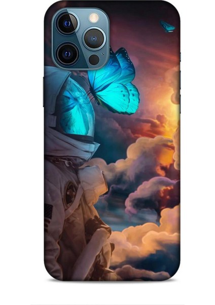 Apple iPhone 12 Pro Max Kılıf Caliburn 4 Mavi Kelebek Silikon Kılıf