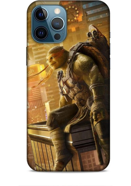 Apple iPhone 12 Pro Max Kılıf Caliburn 10 Michelengelo Ninja Kablumbağalar Full Hd Kılıf