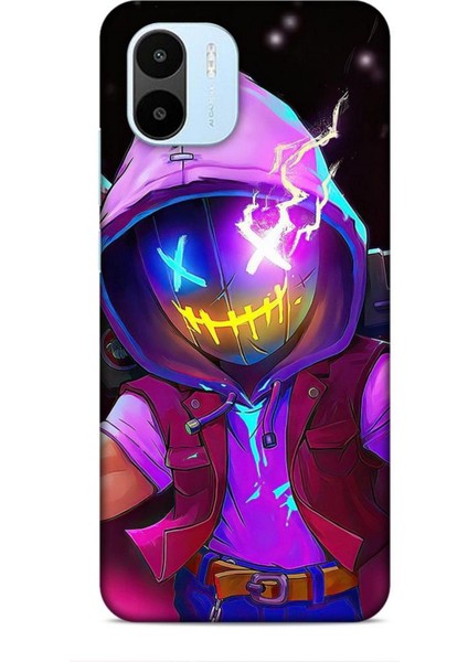 Xiaomi Redmi A1 Kılıf Caliburn 19 Maskeli Pembe Tam Koruma Kılıf