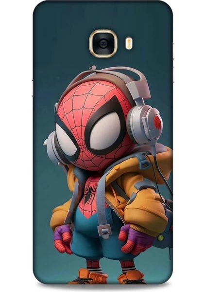 Samsung Galaxy C7 Kılıf Caliburn 25 Spiderman Bebek Soyulmayan Kılıf