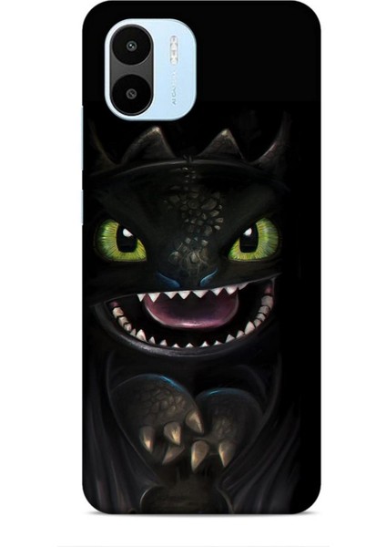 Xiaomi Redmi A1 Kılıf Caliburn 30 Kara Ejderha Kenarları Şeffaf Kapak