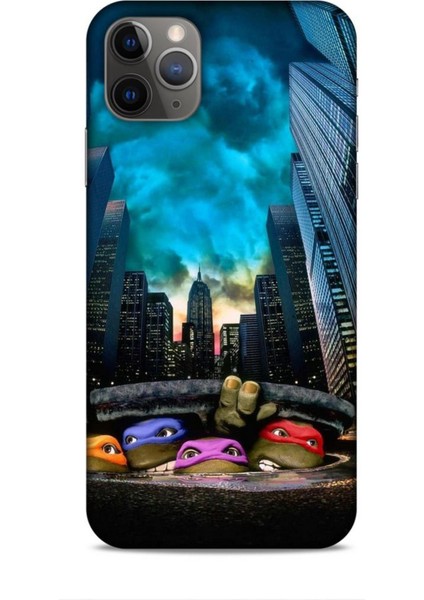 Apple iPhone 11 Pro Max Kılıf Caliburn 11 Ninja Kablumbağalar 4K Baskılı Kılıf