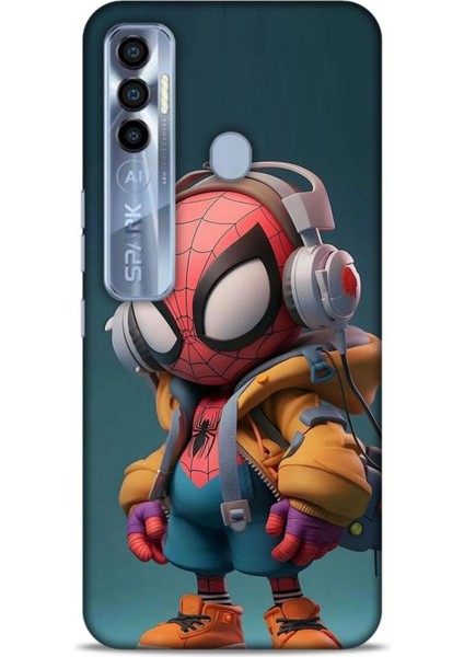 Tecno Spark 7 Pro Kılıf Caliburn 25 Spiderman Bebek Soyulmayan Kılıf