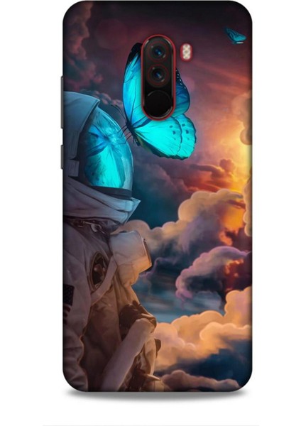 Xiaomi Pocophone F1 Kılıf Caliburn 4 Mavi Kelebek Silikon Kılıf
