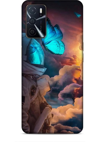 Oppo A16 Kılıf Caliburn 4 Mavi Kelebek Silikon Kılıf
