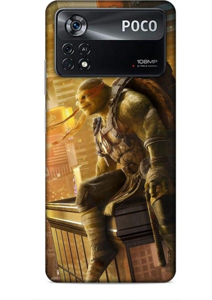 Xiaomi Poco X4 Pro 5g Kılıf Caliburn 10 Michelengelo Ninja Kablumbağalar Full Hd Kılıf