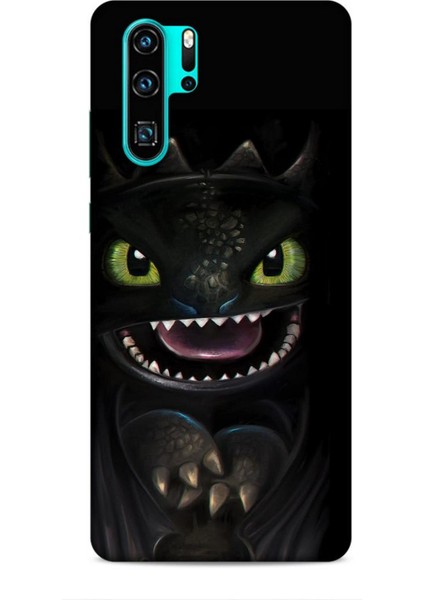 Huawei P30 Pro Kılıf Caliburn 30 Kara Ejderha Kenarları Şeffaf Kapak