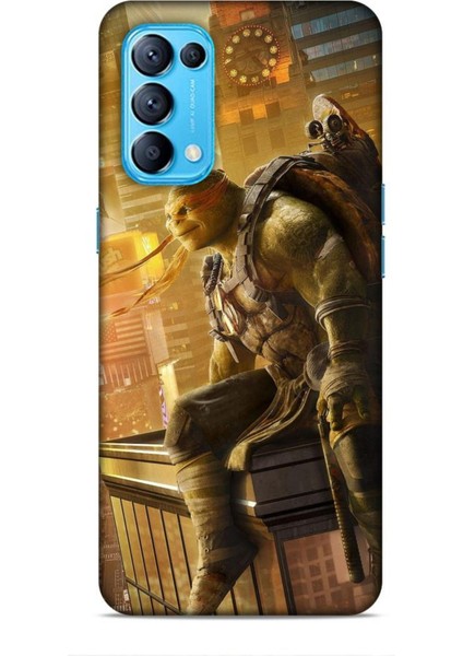 Oppo Reno 5 Kılıf Caliburn 10 Michelengelo Ninja Kablumbağalar Full Hd Kılıf