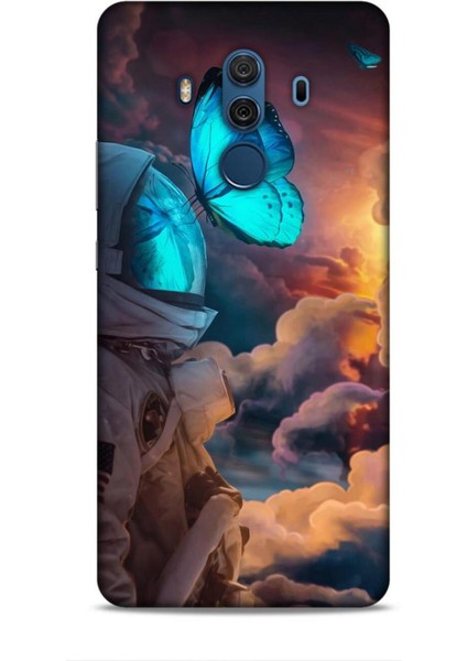 Huawei Mate 10 Pro Kılıf Caliburn 4 Mavi Kelebek Silikon Kılıf