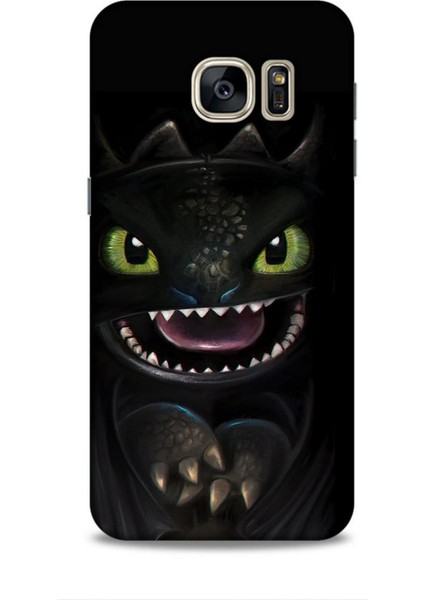 Samsung Galaxy S7 Kılıf Caliburn 30 Kara Ejderha Kenarları Şeffaf Kapak