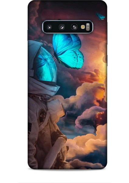 Samsung Galaxy S10 Kılıf Caliburn 4 Mavi Kelebek Silikon Kılıf