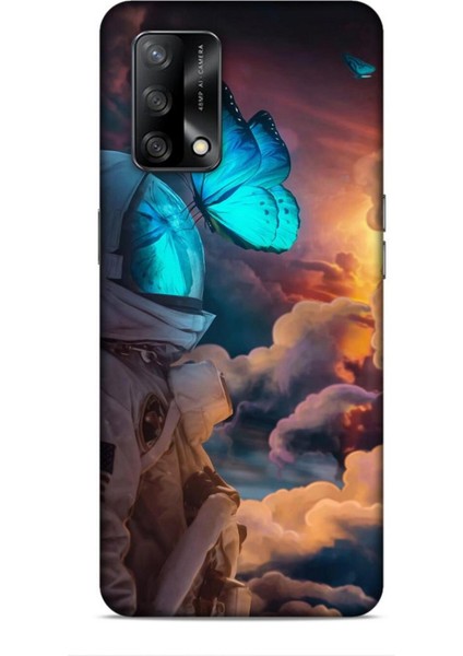 Oppo A74 Kılıf Caliburn 4 Mavi Kelebek Silikon Kılıf
