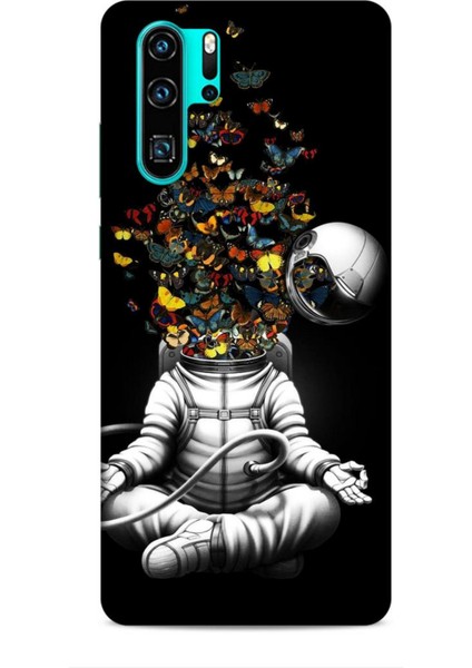 Huawei P30 Pro Kılıf Caliburn 1 Astronot ve Kelebekler Telefon Kılıfı