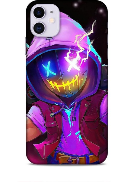 Apple iPhone 11 Kılıf Caliburn 19 Maskeli Pembe Tam Koruma Kılıf