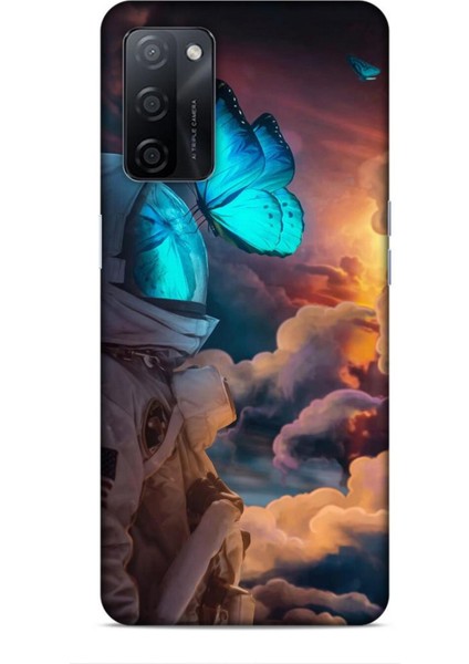 Oppo A5S Kılıf Caliburn 4 Mavi Kelebek Silikon Kılıf