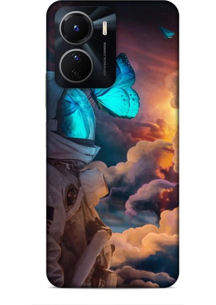 Vivo Y16 Kılıf Caliburn 4 Mavi Kelebek Silikon Kılıf