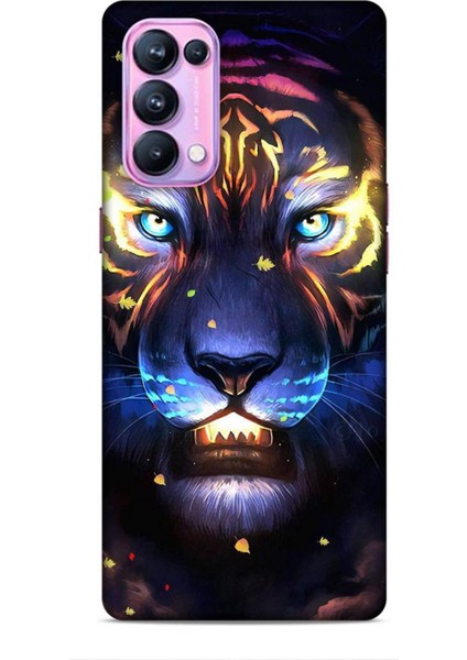 Oppo Reno 5 Pro Kılıf Caliburn 12 Aslan Colorful Tasarım Kılıf
