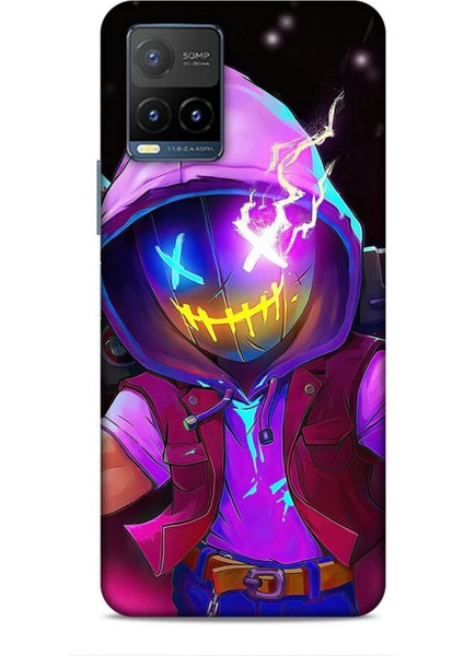 Vivo Y21 Kılıf Caliburn 19 Maskeli Pembe Tam Koruma Kılıf