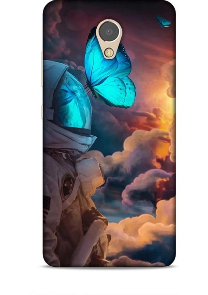 Lenovo P2 Kılıf Caliburn 4 Mavi Kelebek Silikon Kılıf