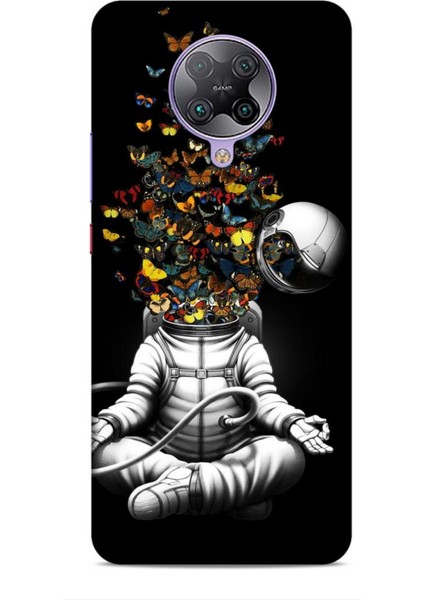 Xiaomi Poco F2 Pro Kılıf Caliburn 1 Astronot ve Kelebekler Telefon Kılıfı