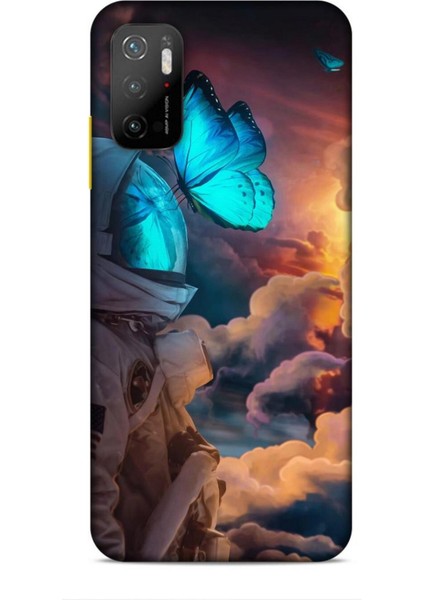 Xiaomi Poco M3 Pro Kılıf Caliburn 4 Mavi Kelebek Silikon Kılıf