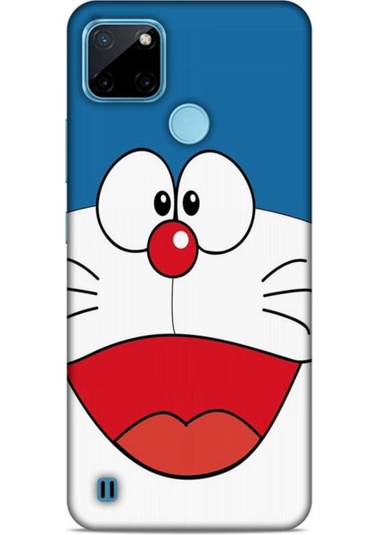 Realme C21Y Kılıf Caliburn 22 Mavi Beyaz Kap