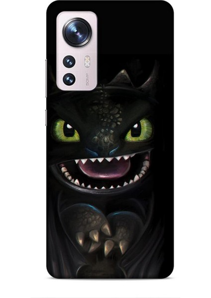 Xiaomi 12 Kılıf Caliburn 30 Kara Ejderha Kenarları Şeffaf Kapak