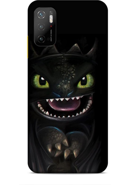 Xiaomi Poco M3 Pro Kılıf Caliburn 30 Kara Ejderha Kenarları Şeffaf Kapak