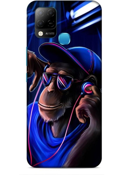 Infinix Hot 10T Kılıf Caliburn 20 Maymun Mavi Renkli Kılıf