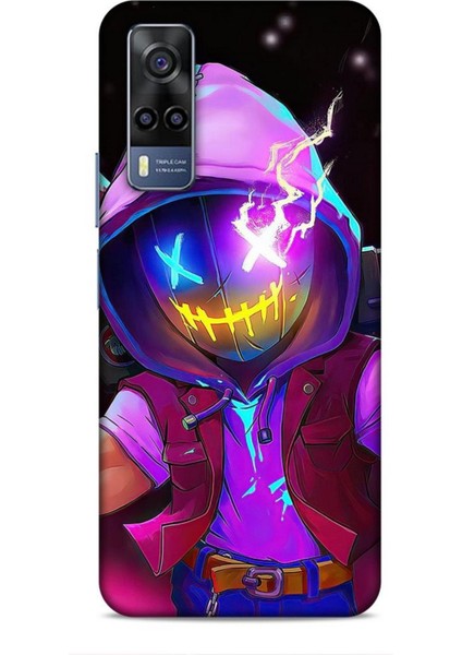 Vivo Y33 Kılıf Caliburn 19 Maskeli Pembe Tam Koruma Kılıf