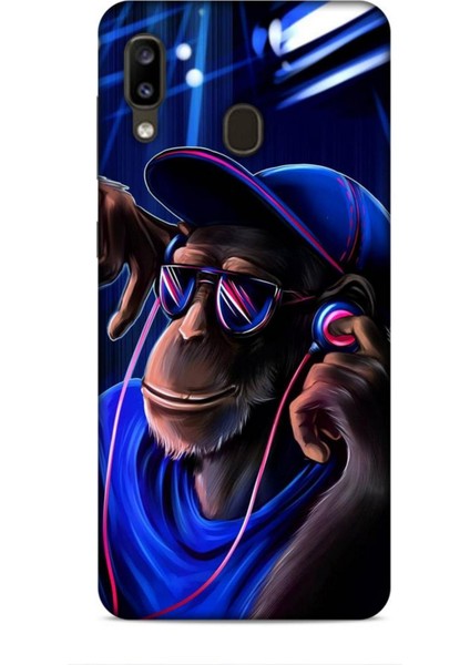 Samsung Galaxy A20 Kılıf Caliburn 20 Maymun Mavi Renkli Kılıf