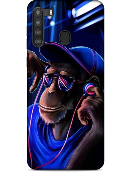 Samsung Galaxy A21 Kılıf Caliburn 20 Maymun Mavi Renkli Kılıf