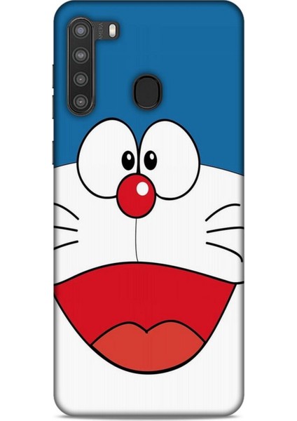 Samsung Galaxy A21 Kılıf Caliburn 22 Mavi Beyaz Kap