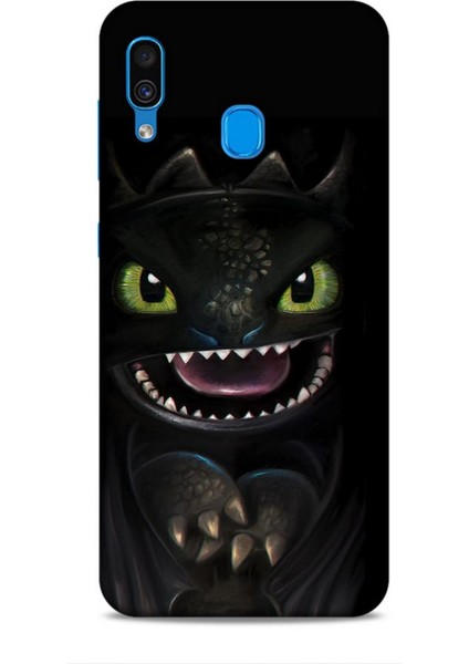 Samsung Galaxy A30 Kılıf Caliburn 30 Kara Ejderha Kenarları Şeffaf Kapak